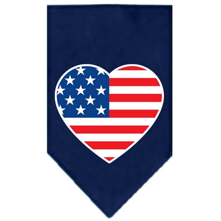 American Flag Heart Screen Print Bandana Navy Blue large